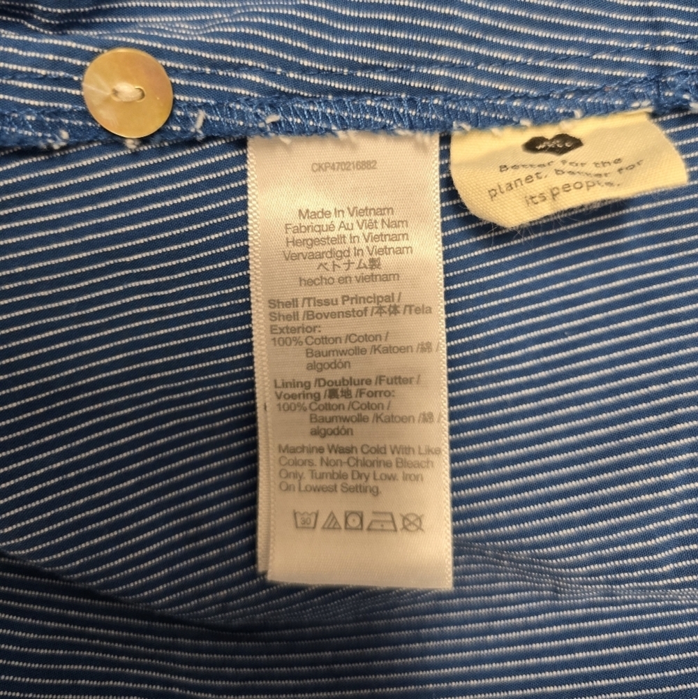 Madewell  Button-Front Tiered Midi Dress in Stripe Size 0 Cerulean Blue - Picture 8 of 11